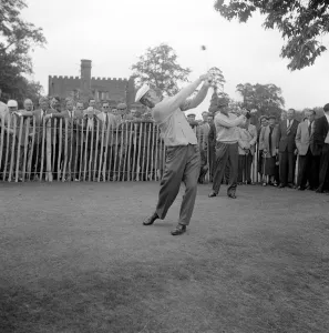 Canada Cup Golfers At Wentworth June 1956 Sam Snead Tees Off on the Practice range