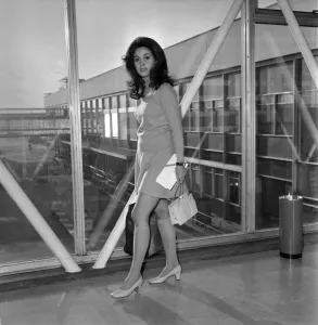 Canadaian television and film actress Barbara Parkins leaving London