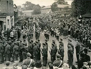 00190 Prints: Canadian Army including the band and WaCs marching through Aldershot