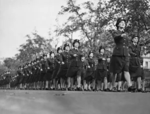 Canadian Womens Auxillary Corps march past Buckingham Palace