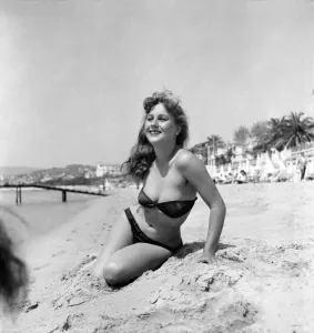 Cannes Prints: Cannas Film Festival. Holiday Maker Simone Gervais seen here on the beach at Cannes
