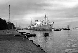 Ships Prints: Capetown Castle at Port Said, Egypt. c. 1950. The Capetown Castle