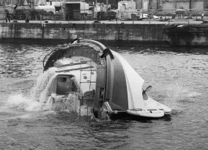 Capsizing and self-righting trials of the new lifeboat Princess Marina taking place at H