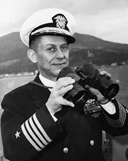 Binoculars Prints: Captain Richard Boyer Laning, Commanding Officer of USS Proteus