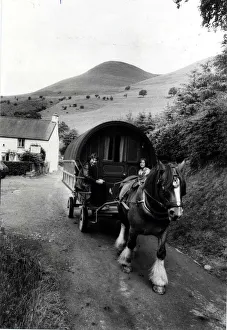 00363 Prints: Caravan (|Horse drawn) Basil plods smartly off in the direction of Bwlch