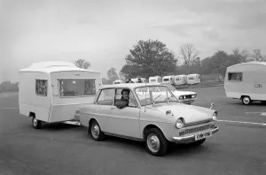 Caravans Prints: A caravan being towed by a DAF 33 car. November 1969 Z10726-003
