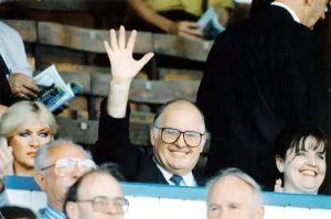 Chairman Prints: Cardiff City Football Club owner Rick Wright waves to fans at Ninian Park