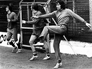 00238 Prints: Cardiff City players during a training session - left to right - Ron Healey