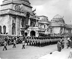 Cardiff - Old - Festival of Wales 1958 - Part of the festival parade march past the City