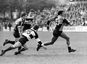 Ball Prints: Cardiff v Barbarians. Cardiff wing Gerald Cordle cuts inside