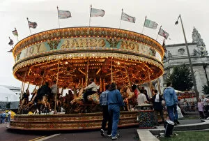 Images Dated 9th August 1996: Cardiffs Big Weekend street festival kicks off with a bang as thousands of people