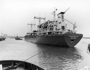 00495 Prints: The cargo ship Fossum seen here leaving Middlesbrough Docks. 6th September 1979