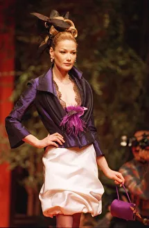 CARLA BRUNI MODELS CHRISTIAN LACROIX AT PARIS COUTURE