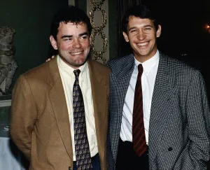 Will Carling rugby player and captain of England stands with Gary Lineker footballer