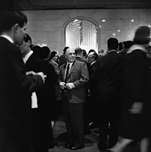Carlo Ponti, husband of Sophia Loren at a press conference at the Savoy Hotel, London