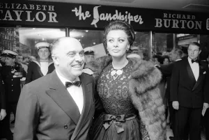 Ties Prints: Carlo Ponti and Sophia Loren may 1965 Premiere of Operation Crossbow at Empire