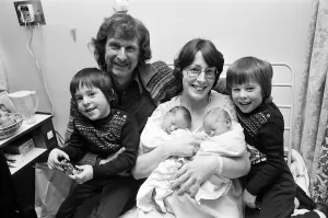 01234 Prints: Carol Adams, who has just given birth to her second set of twin boys
