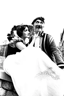 Two People Only Prints: Carol Leroy and Nat Jackley on a photoshoot on the Newcastle City Walls for