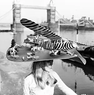 Animal Print Prints: Carole Roddick with aircraft hat at Royal Ascot in June 1970 Design inspired by