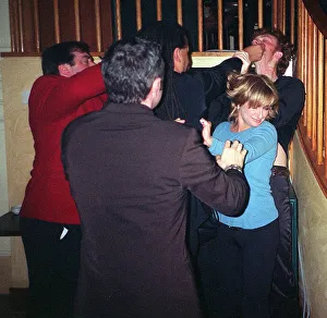 Dramatic Prints: Caroline Aherne who plays Mrs Merton flinches as her lover is Matt Bowers cornered by