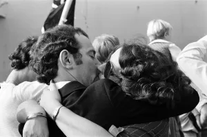The carrier HMS Invincible sailed home from the Falklands to a tumultuous welcome