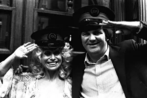 00473 Prints: Carry-on actress Barbara Windsor with local comedian Spike Rawlings outside the Threatre