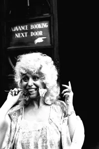 00473 Prints: Carry-on actress Barbara Windsor outside the Threatre Royal, Newcastle