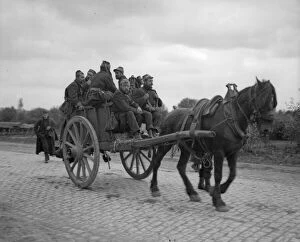 00118 Collection: A cartload of sick and wounded Belgian soldiers seen here arriving in Antwerp