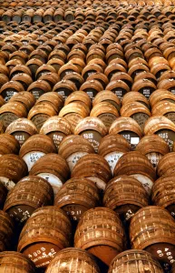 Core23 Prints: Empty casks used in the production of whisky awaiting filling at the Distillery