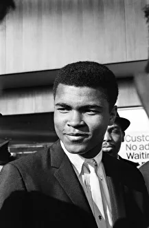 Cassius Clay later to become Muhammad Ali in England for his first clash with British