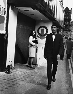 Cassius Clay in London ahead of his world title fight with Henry Cooper
