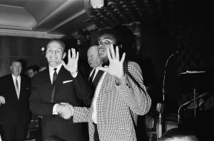 Cassius Clay (Muhammad Ali) in London on the day of his arrival ahead of his non-title