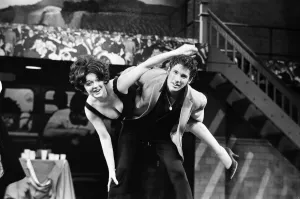Musicals Prints: The cast of the American musical Grease rehearsing at the New London theatre off Drury