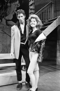 The cast of the American musical Grease rehearsing at the New London theatre off Drury