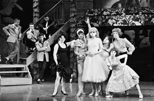 The cast of the American musical Grease rehearsing at the New London theatre off Drury