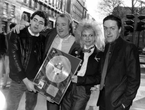 00117 Prints: Cast of the BBC comedy satire series Not the nine oclock news celebrate after they