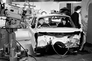 Cast and crew of Z-Cars TV programme seen here recording an episode of the show in