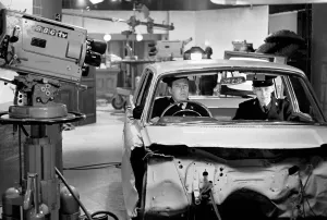 Cast and crew of Z-Cars TV programme seen here recording an episode of the show in