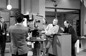 Cast and crew of Z-Cars TV programme seen here recording an episode of the show in