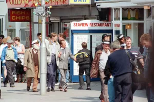 Cast members during the filming of the Only Fools and Horses