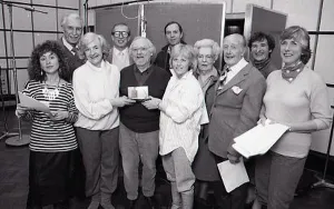 The cast of the radio series The Archers, with their trophy after winning the Sony Gold