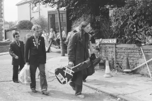 Students Prints: The cast of the Young Ones seen here filming on location at Codrington Road, Bristol