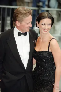 Catherine Zeta-Jones and Michael Douglas at the film premiere of Entrapment