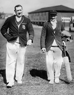 00110 Prints: Cecil Parkin and Harry Makepeace, England cricketers in 1934