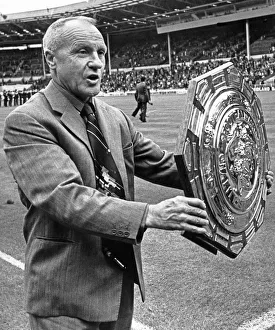 Celebrations for Liverpool led by manager Bill Shankly as Liverpool win the Charity