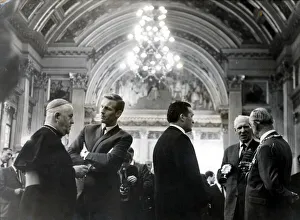 00565 Prints: Celtic August 1967 Archbishop Scanlan chats with Billy McNeill