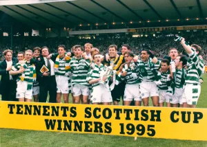 Celtic celebrate winning the 1995 Tennents Scottish Cup
