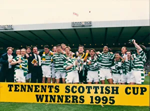 Celtic celebrate winning the 1995 Tennents Scottish Cup