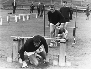 Training Session Prints: Celtic football players going through assault course during pre season preparations July