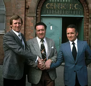 Images Dated 1st June 1978: Celtic manager Jock Stein (centre) with Billy McNeill and John Clark at Park head